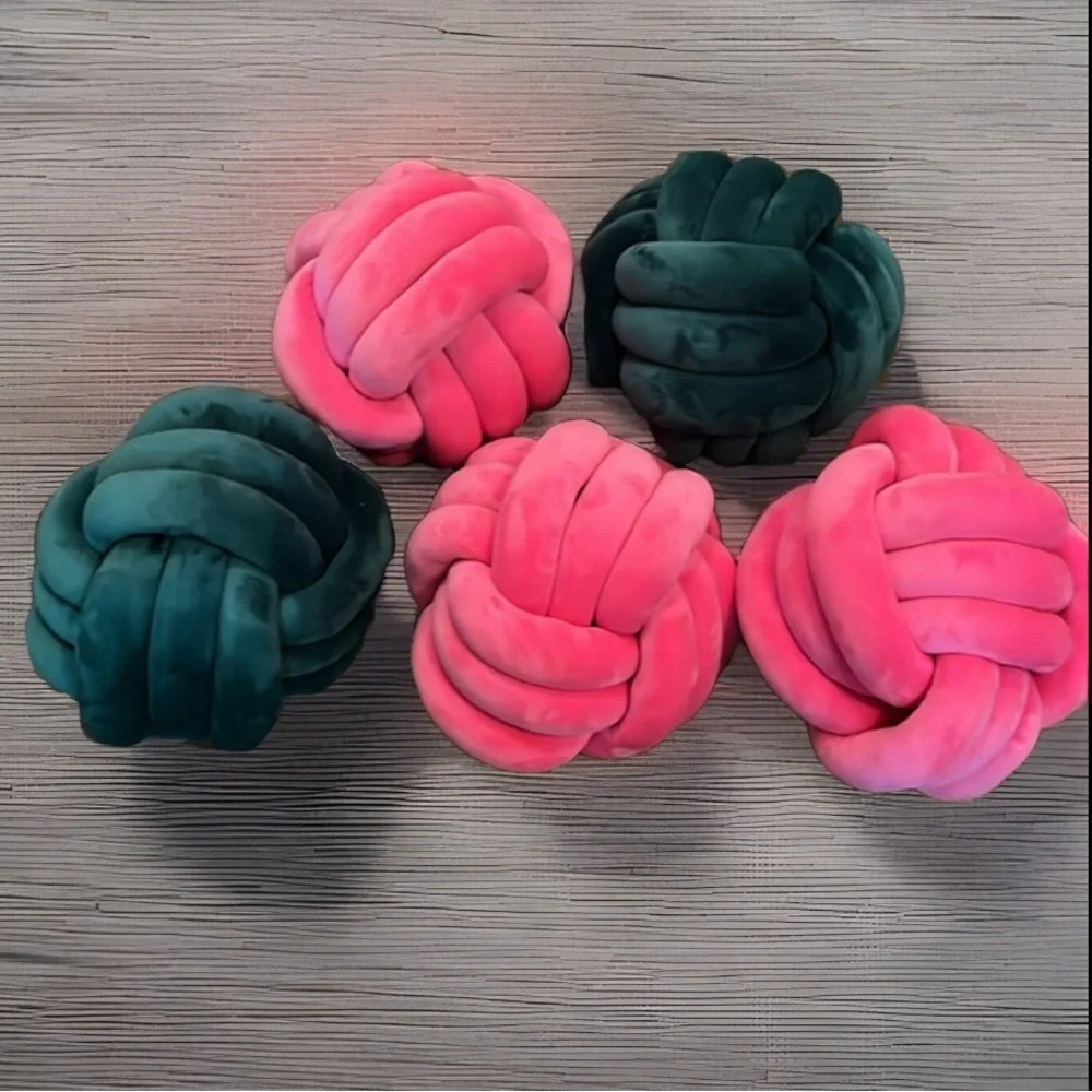Large Knot Pillows Emerald Green & Pink Place On Yr Sofa, Bed R Chair R